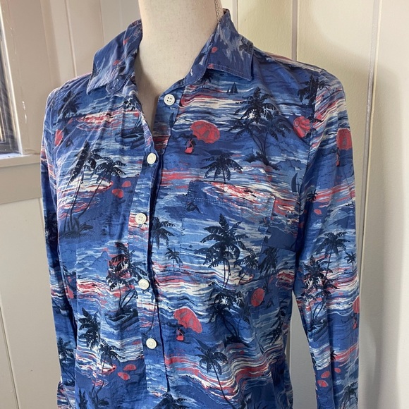 Women’s J Crew Palm Tree Print Top size XS - Picture 2 of 5